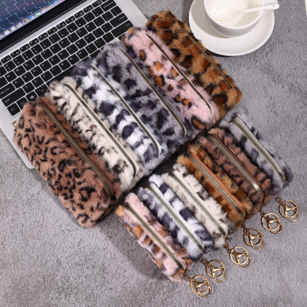 Wholesale Plush Leopard Print Zero Wallet