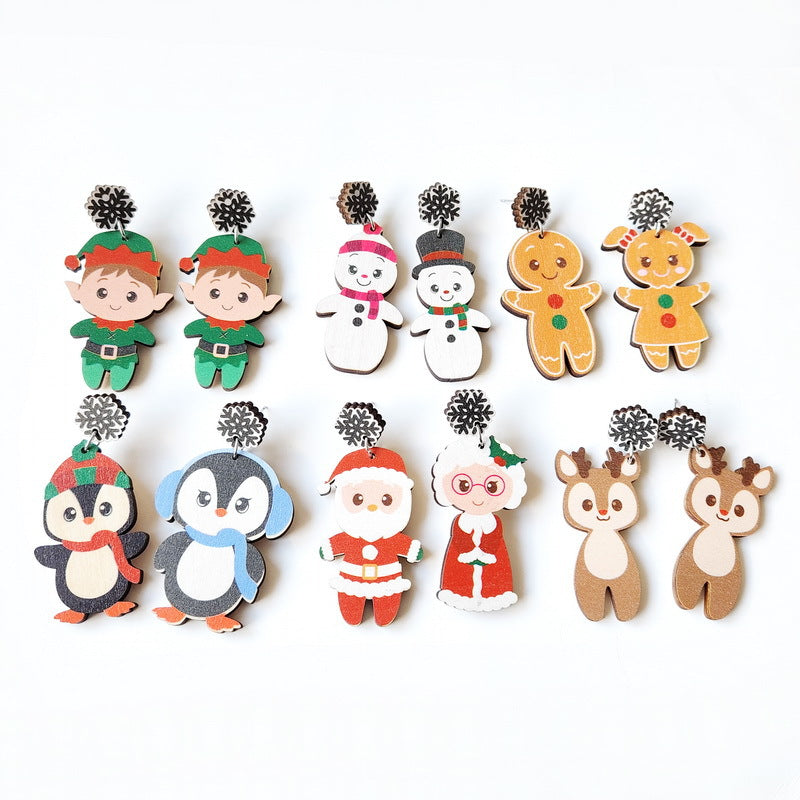 Wholesale Christmas Penguin Snowman Elk Gingerbread Man Earrings
