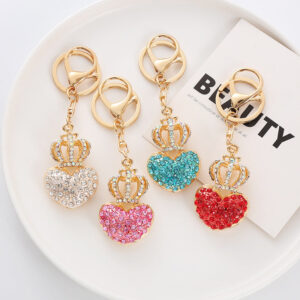Wholesale Heart Diamond Crown Keychain