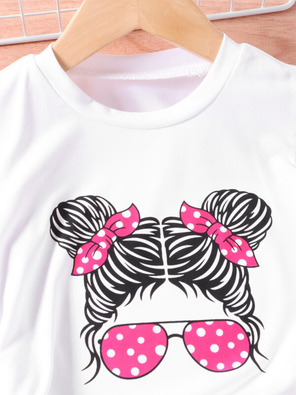 Wholesale Cartoon Avatar Short Sleeved and Wide Leg Pants Casual Polyester Two-piece Set