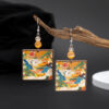 Wholesale Auspicious Three-dimensional Printed Geometric Square Acrylic Earrings