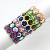 Wholesale Enamel Colored Rubber Lacquer Gemstone Flower Crystal Colored Glass Bracelet
