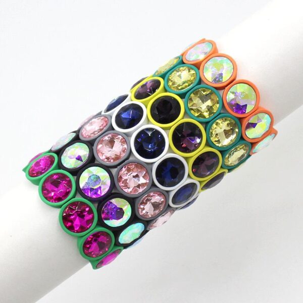 Wholesale Enamel Colored Rubber Lacquer Gemstone Flower Crystal Colored Glass Bracelet