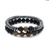 Wholesale Simple Black Stone Map Stone Frosted Stone Combination Beaded Bracelet for Men