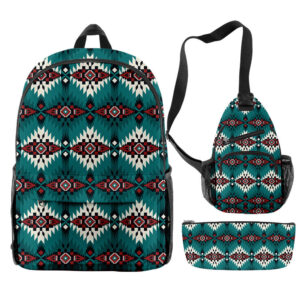 Wholesale Oxford Fabric Aztec Pattern Backpack Shoulder Bag Pencil Case Set