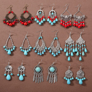 Wholesale Bohemian Tassel Turquoise Vintage Earrings