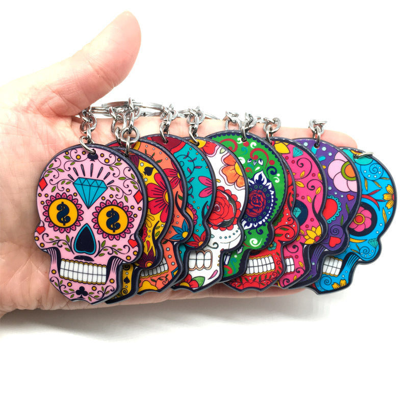 Wholesale Acrylic Mexican Skull Keychain