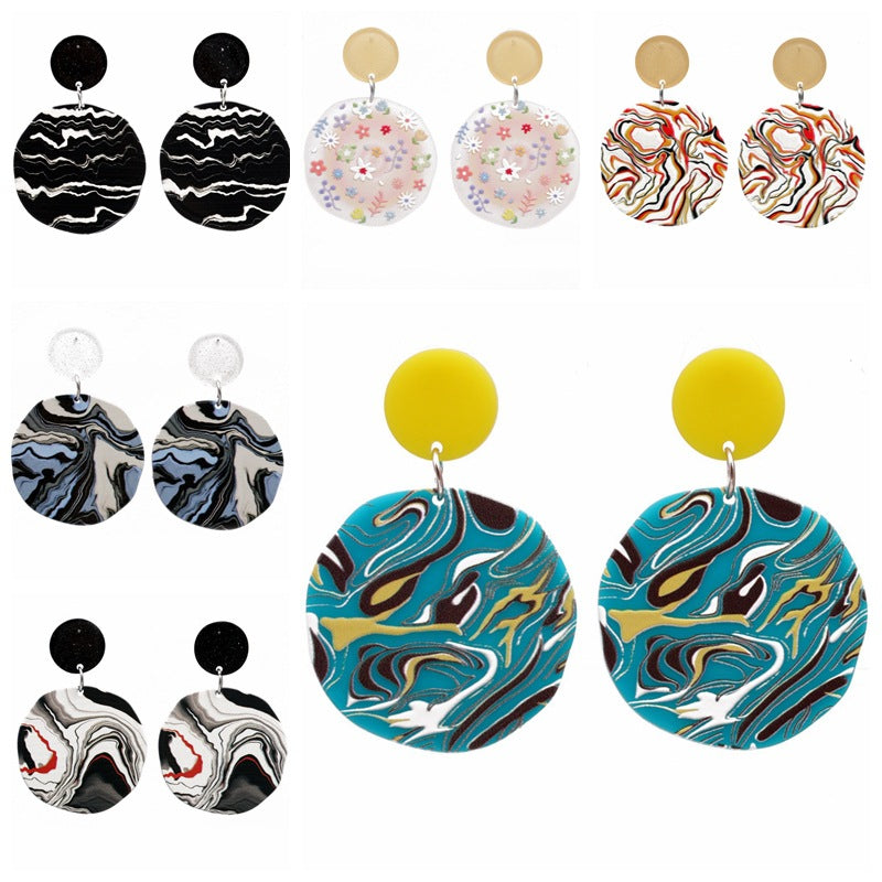 Wholesale Vintage Flowers Sier Plated Acrylic Earrings