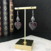 Wholesale Halloween Alloy Gothic Style Black Bat Dripping Oil Heart Shape Pattern Earrings