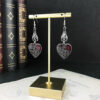Wholesale Halloween Alloy Gothic Style Black Bat Dripping Oil Heart Shape Pattern Earrings