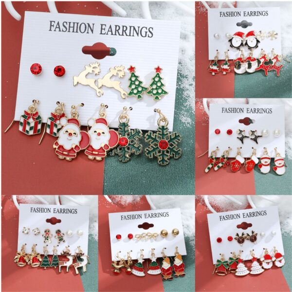Wholesale Christmas Santa Claus Snowflake Bell Elk Alloy Earrings