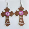 Wholesale Easter Mushroom Cross Rabbit Egg Wooden Earrings