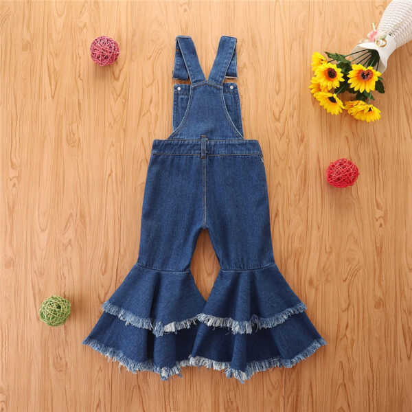 Wholesale Polyester Children's Fashion Suspender Denim Flare Pants