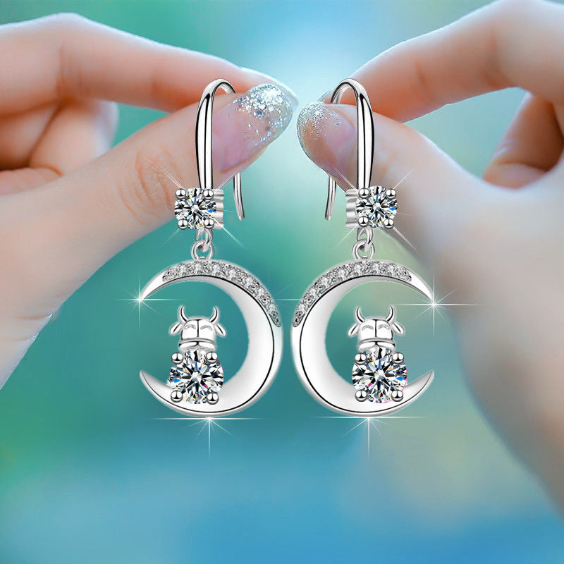 Wholesale Waterop Moon Diamond Alloy Earrings