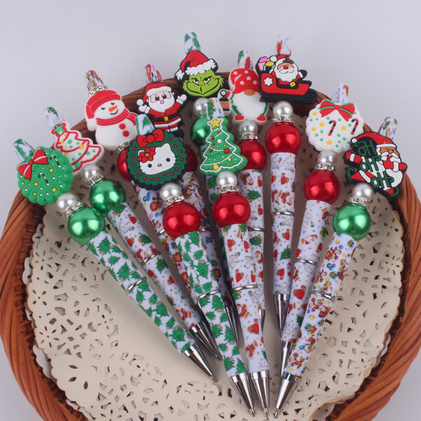 Wholesale Cute Cartoon Christmas Silicone Bead Creative Multifunctional BallPoint Pen