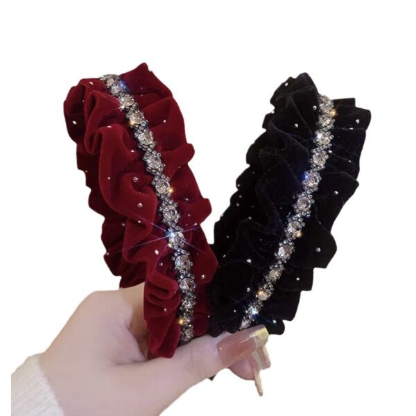 O1CN01BzUgdC23khoT23m3G_2608437294-0-cib Wholesale Vintage Pleated Diamond Inlaid Fabric Headbands