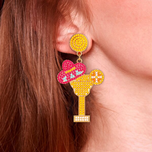 Wholesale Bohemian Rice Bead Alloy Wine Glass Earrings