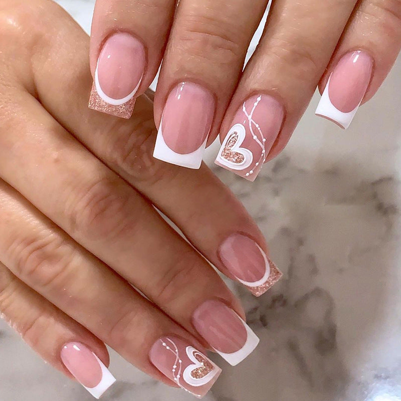 Wholesale Whole Sparkling Pink Love Valentine's Day Plastic Wearing Nail Beauty
