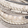 Wholesale Freshwater Pearl Cowhide Rope Bracelet with Diamond Multi-layer Magnet Buckle
