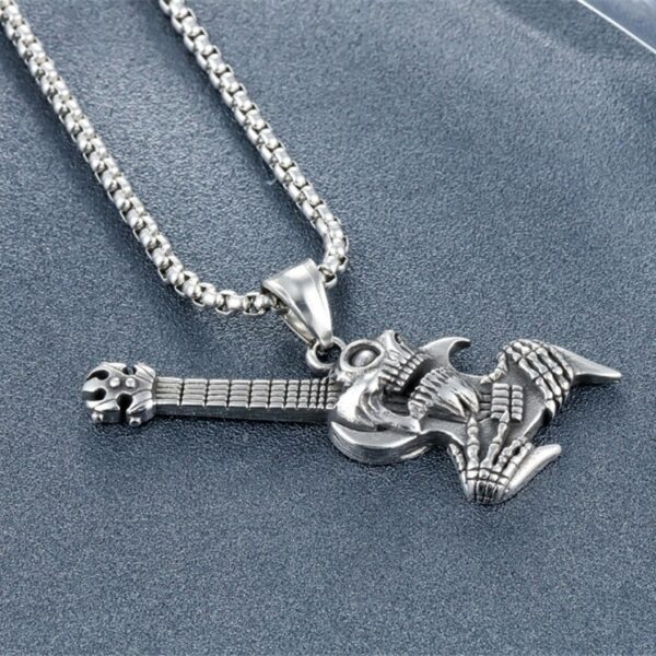 O1CN01C3FUcB21yKOfSogZJ_2595027053-0-cib Wholesale Stainless Steel Skull Rock Guitar Pendant Necklace