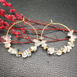 White Crystal gold earrings + gold beads