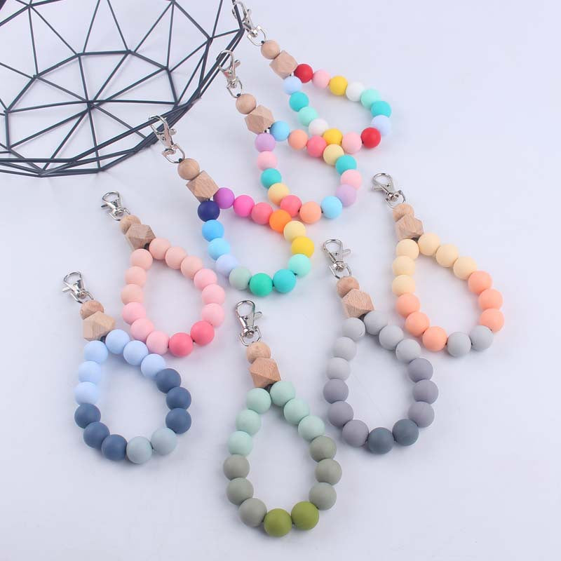 Wholesale Colorful Silicone Beaded Wrist Keychain