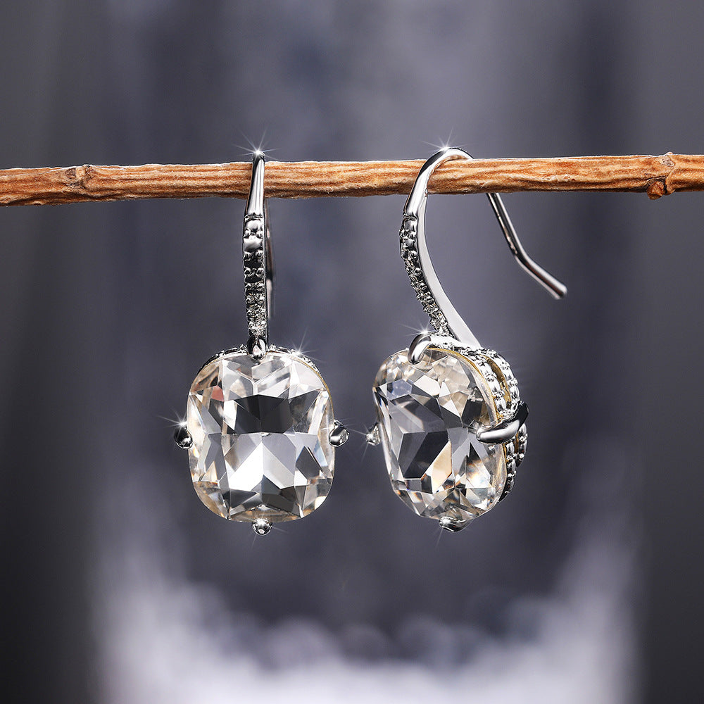Wholesale Square Zirconia Copper Earrings
