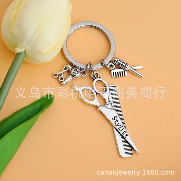 Wholesale Scissors Hair Dryer Comb Alloy Keychains