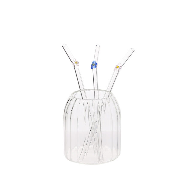 Wholesale Colorful Flower Borosilicate Glass Transparent Straws