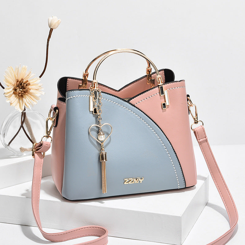 Wholesale PU Contrast Color Large Capacity Shoulder Bag