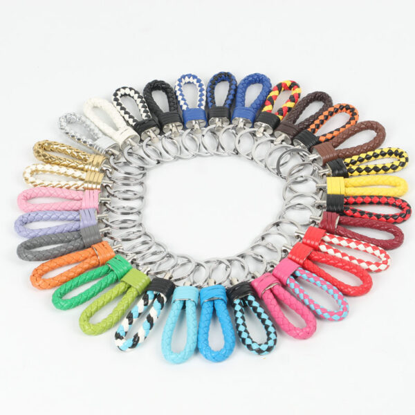 Wholesale Braided Color Leather Rope Keychain