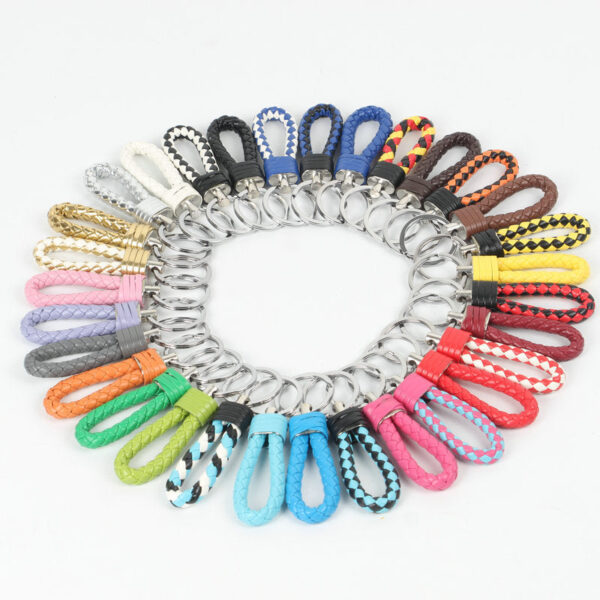 Wholesale Braided Color Leather Rope Keychain