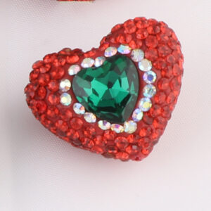 Christmas red peach heart Western green main stone