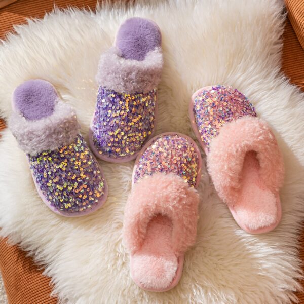 O1CN01CF7ESK1MTH7wbN8pD_3108351435-0-cib Wholesale Sequin Plush Baotou Slippers