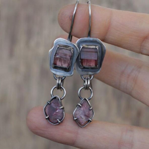 Wholesale Vintage Metal Pink Crystal Alloy Earrings