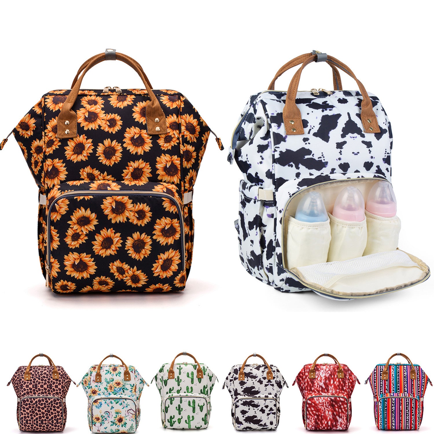 Wholesale Oxford Cloth Cow Pattern Suower Large Capacity Mommy Bag
