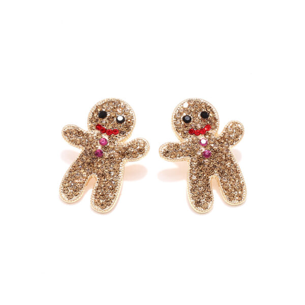 Wholesale Cute Full Diamond Christmas Gingerbread Man Earrings