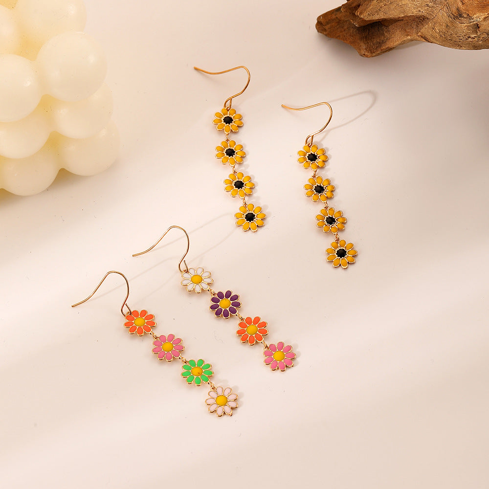 Wholesale Small Small Flower Color Alloy Earrings