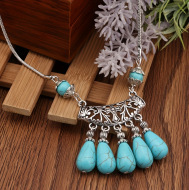 5 water drops-turquoise necklace