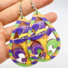 Wholesale Mardi Gras Colored Wood Earrings