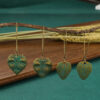 Wholesale Green Textured Leaves Reticulate Veined Leaves Alloy Earrings