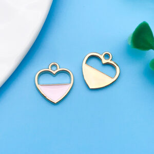 1 piece 15x16mm oil dripping pink hollow peach heart shape-17512-1g