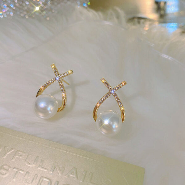 Wholesale 925 Silver Needle Pearls Vintage French Alloy Earrings