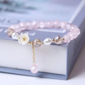Pink flower bracelet