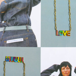 Wholesale Letter Rainbow Pendant Titanium Steel Necklace