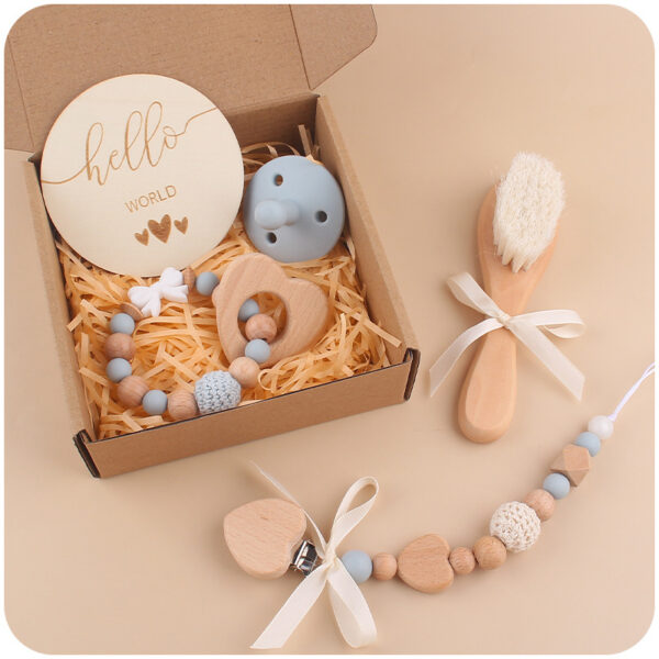Wholesale Baby Beech Teether Handmade Bow Pacifier Chain Soothing Five-piece Set