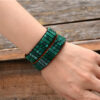 Wholesale Natural Stone Square Tube 4*13MM Leather Beaded Bracelet