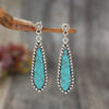 Wholesale Bohemian Retro Style Long Exaggerated Inlaid Turquoise Alloy Earrings