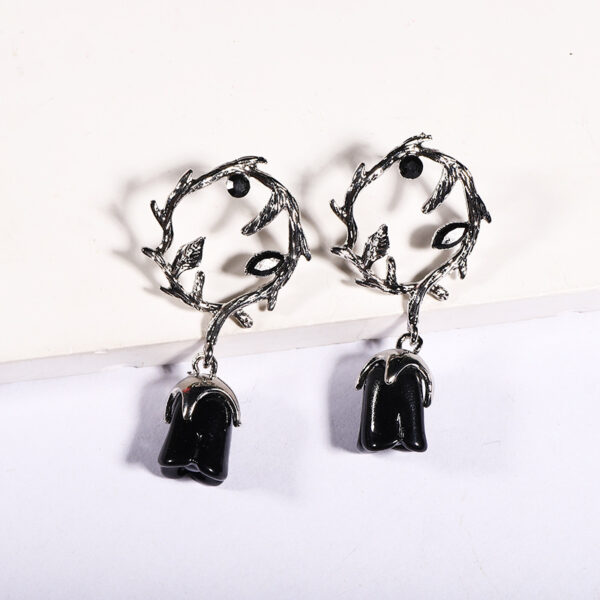 Wholesale Halloween Dark Style Thorn Vine Red Rose Flower Earrings