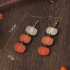 Wholesale Halloween Three Color Pumpkin Wooden Earrings